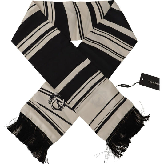 Dolce & Gabbana Elegant Silk Men's Scarf - Classic Black Stripe Dolce & Gabbana