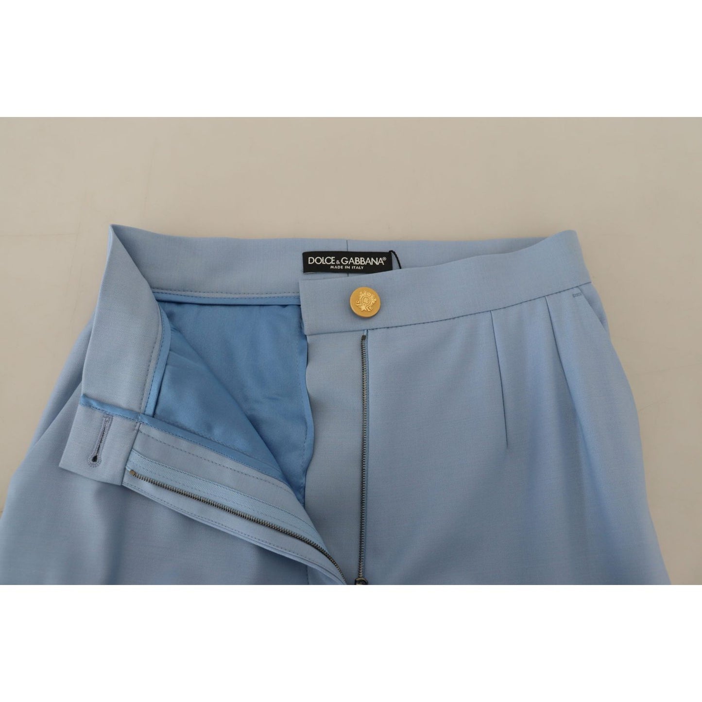 Dolce & Gabbana Elegant Light Blue Wool-Silk Blend Pants Dolce & Gabbana