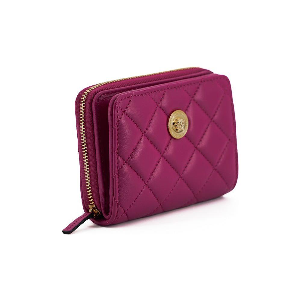 Versace Elegant Purple Quilted Leather Wallet WOMAN WALLETS Versace