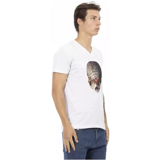 Trussardi Action White Cotton Men's V-Neck T-Shirt Trussardi Action