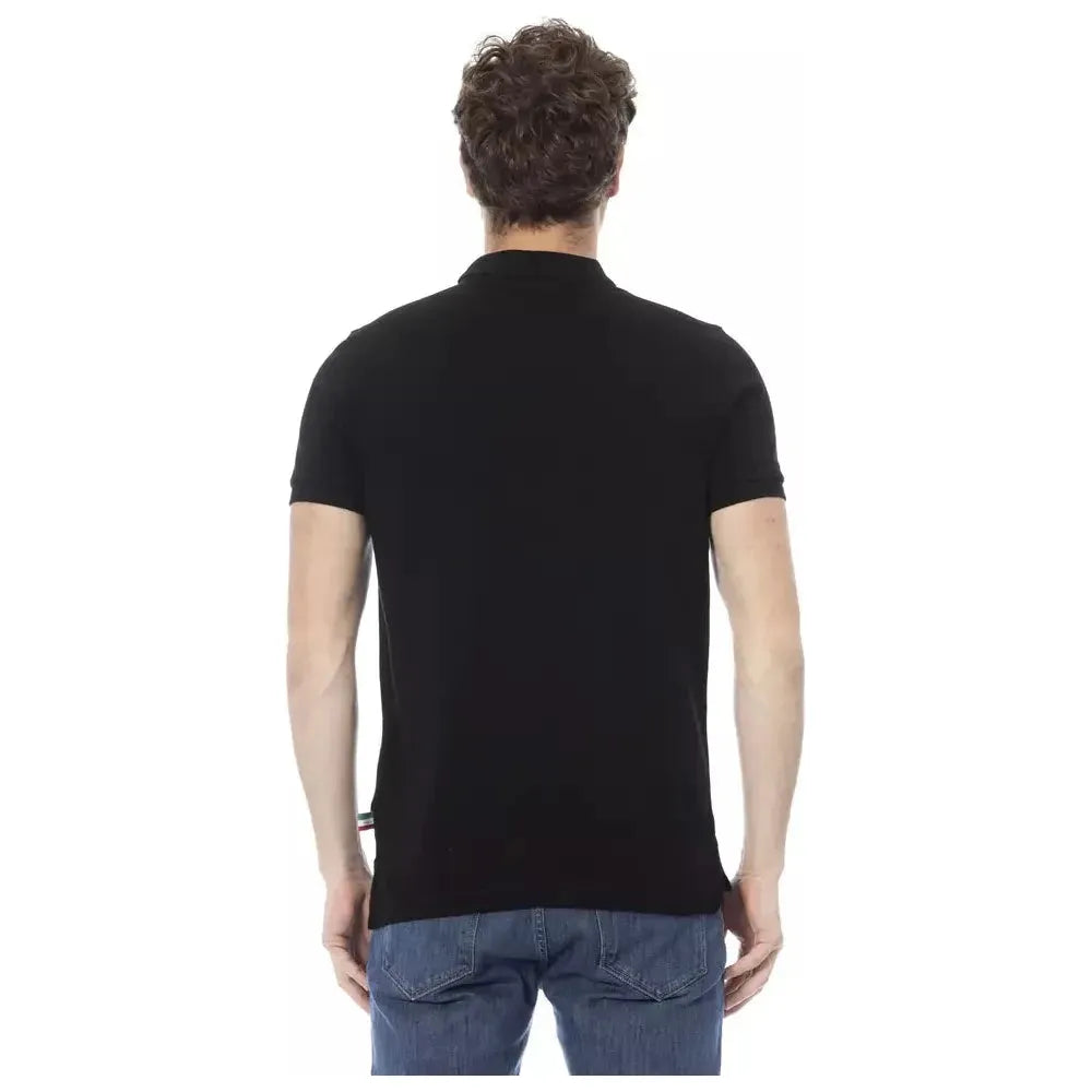 Baldinini Trend Black Cotton Men Polo Shirt Baldinini Trend