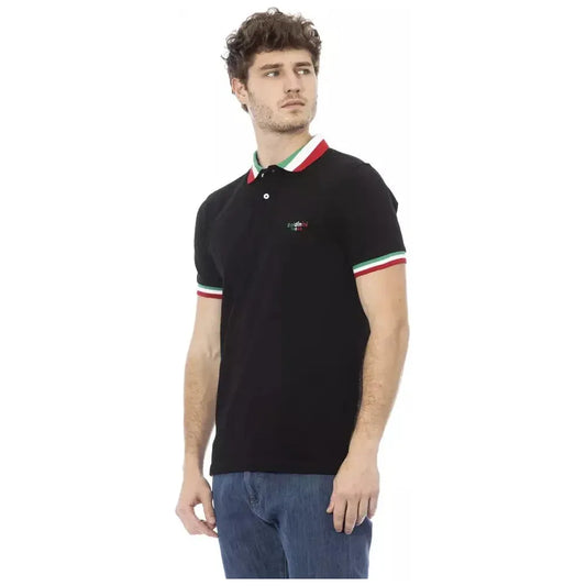 Baldinini Trend Black Cotton Men Polo Baldinini Trend