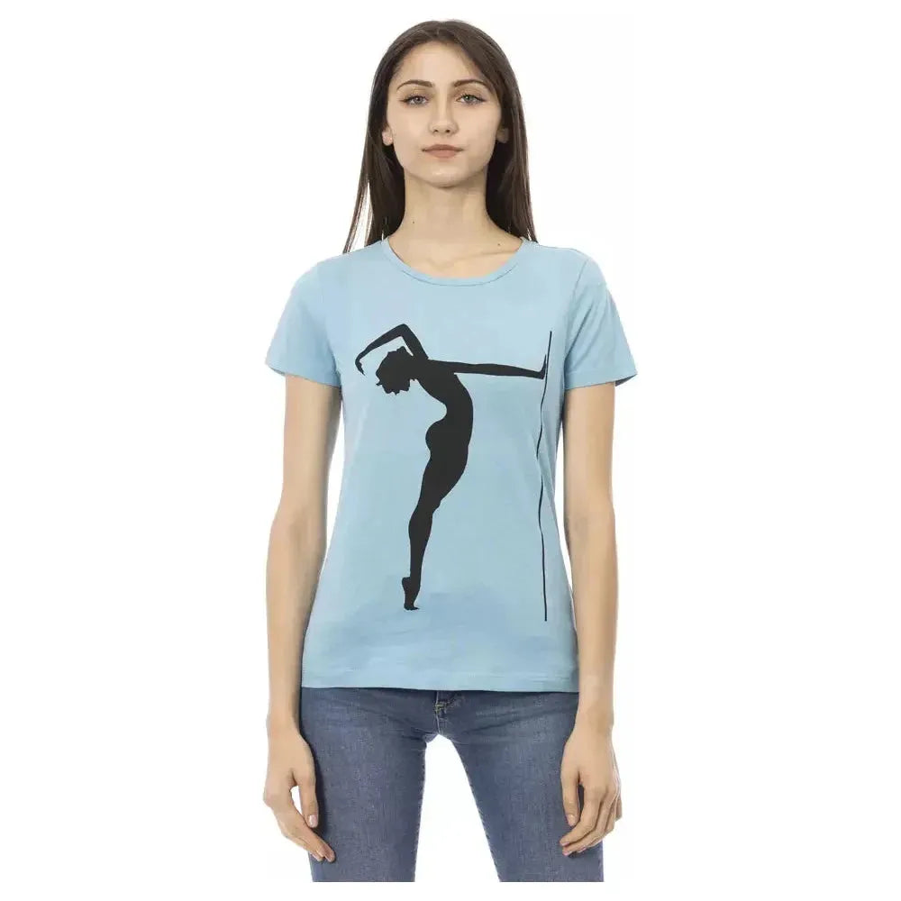 Trussardi Action Light Blue Cotton Women Top Trussardi Action