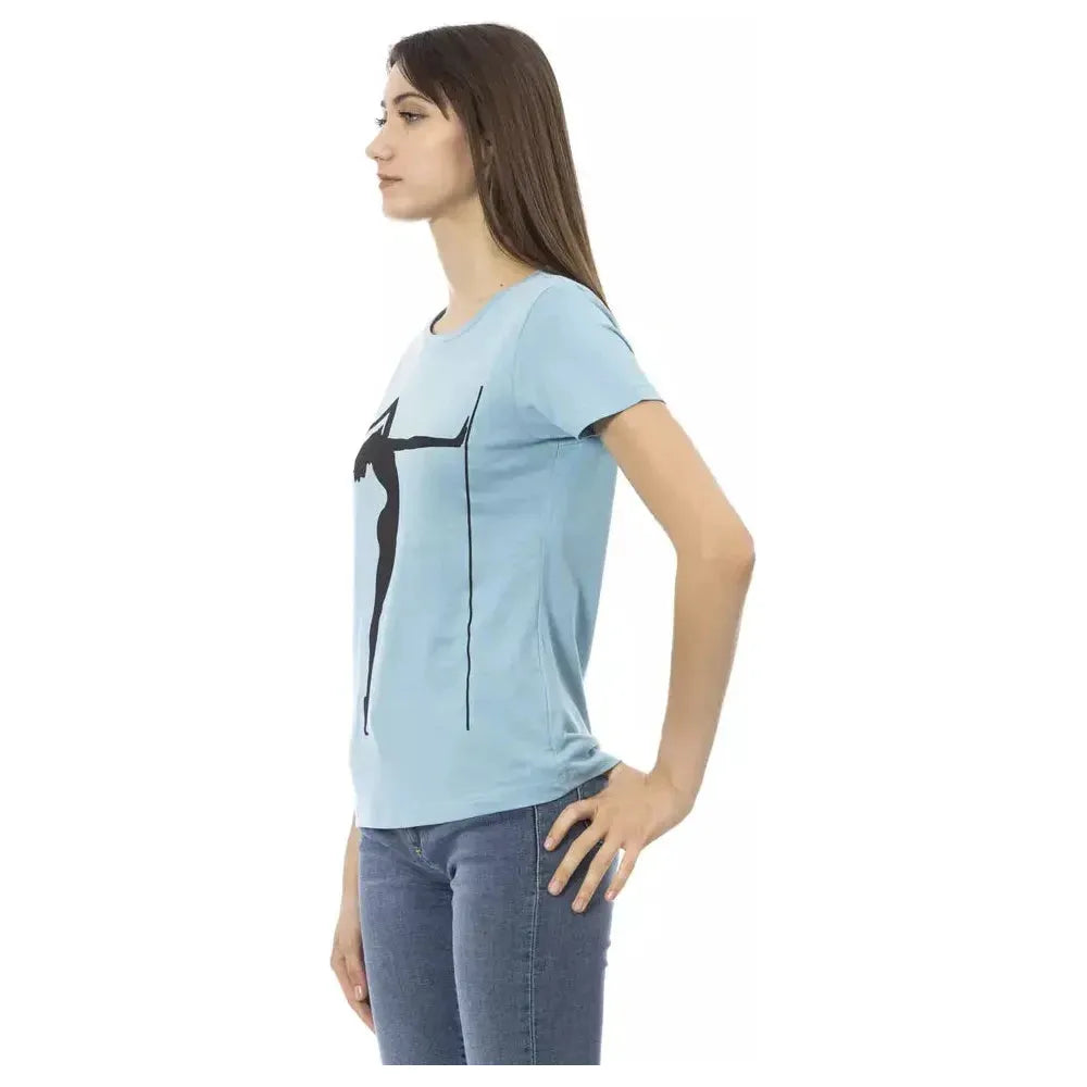 Trussardi Action Light Blue Cotton Women Top Trussardi Action