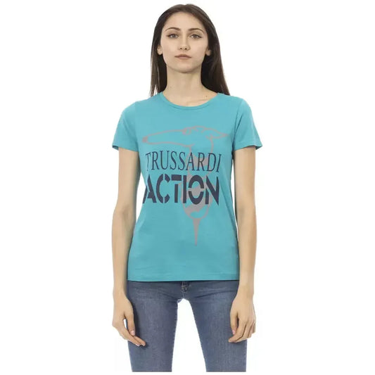 Trussardi Action Light Blue Cotton Women Top Trussardi Action