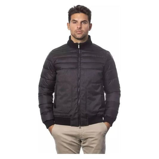 Verri Gray Polyester Men Bomber Jacket Coats & Jackets Verri