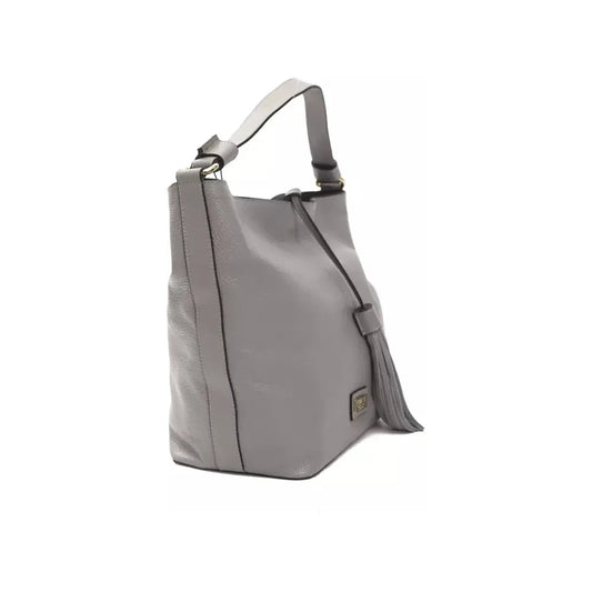 Pompei Donatella Chic Gray Leather Shoulder Bag - Adjustable Strap WOMAN SHOULDER BAGS Pompei Donatella