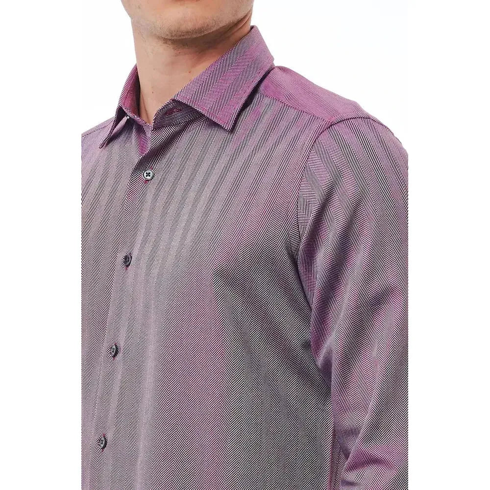 Bagutta Burgundy Cotton Men Shirt Bagutta