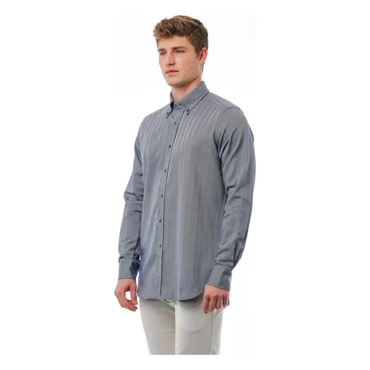 Bagutta Blue Cotton Men Shirt Bagutta