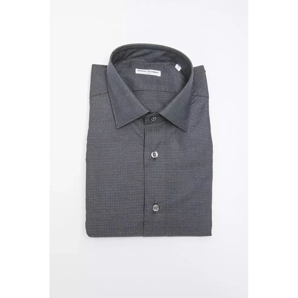 Robert Friedman Black Cotton Men Shirt