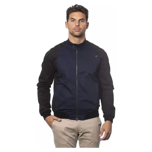 Verri Blue Cotton Men Bomber Jacket Coats & Jackets Verri