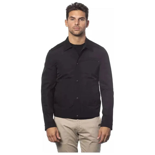 Verri Black Cotton Men Bomber Jacket Coats & Jackets Verri