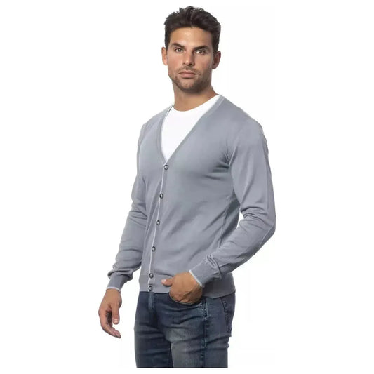 Verri Gray Cotton Men Cardigan Verri