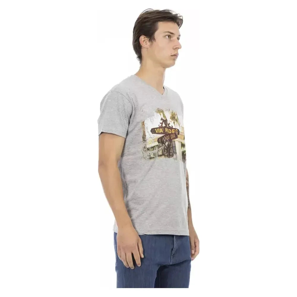 Trussardi Action Gray Cotton Men T-Shirt Trussardi Action