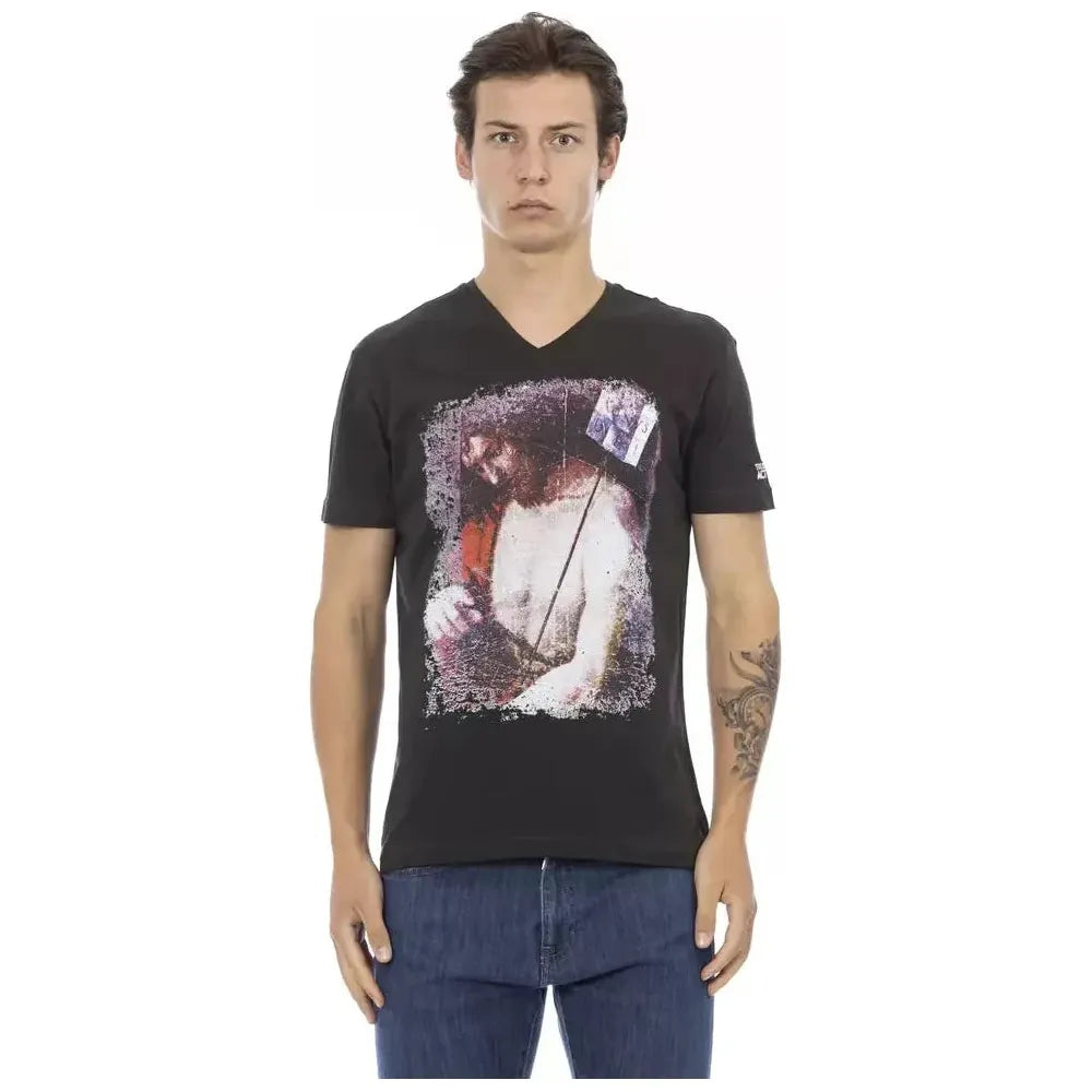 Trussardi Action Black Cotton Men T-Shirt Trussardi Action