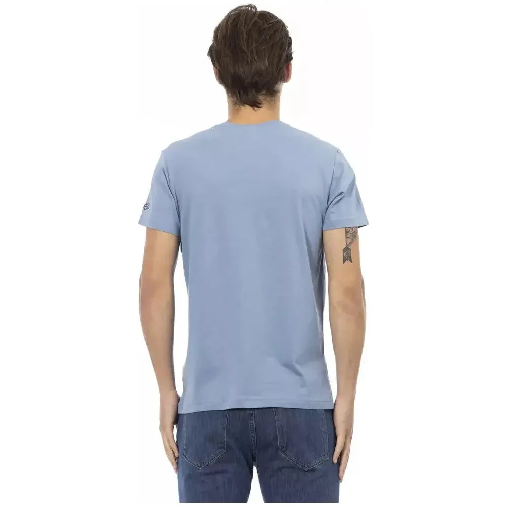 Trussardi Action Light Blue Cotton Men T-Shirt Trussardi Action