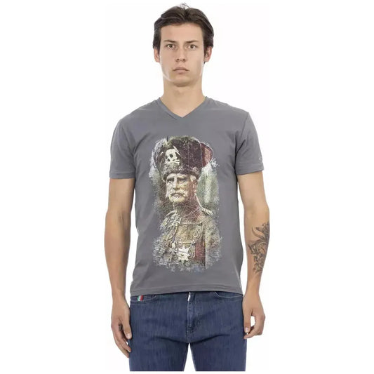 Trussardi Action Gray Cotton Mens TShirt Trussardi Action