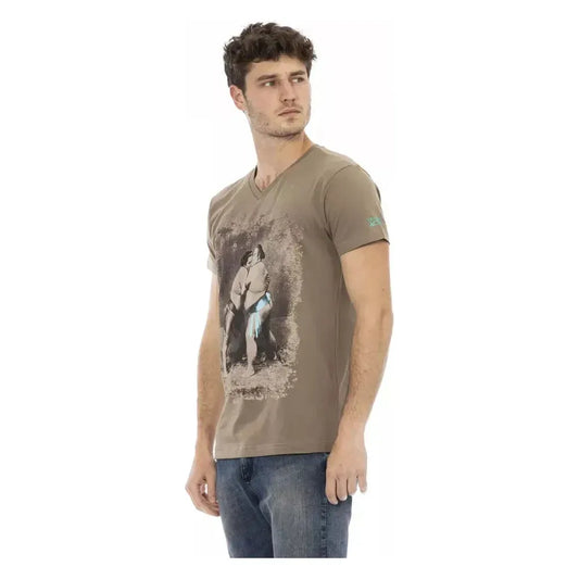 Trussardi Action Brown Cotton Men's V-Neck T-Shirt Trussardi Action