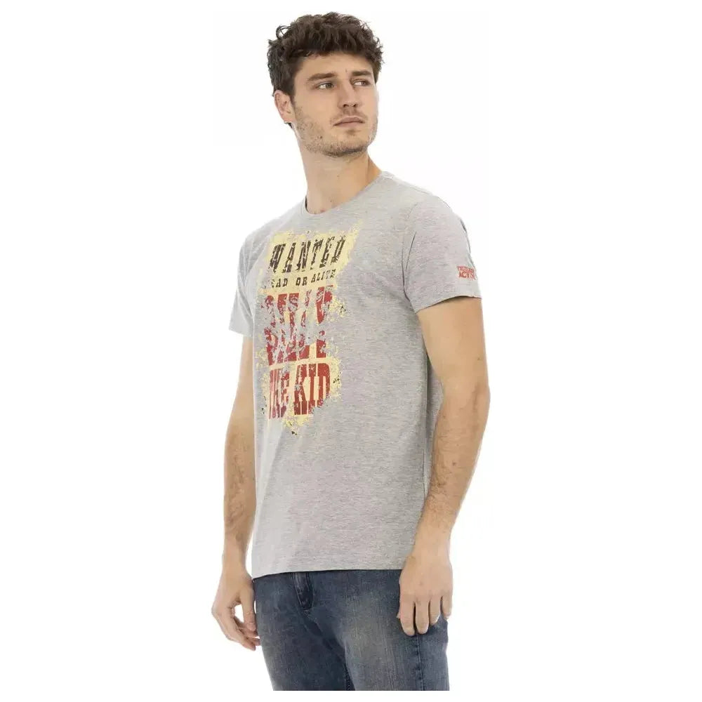 Trussardi Action Gray Cotton Men T-Shirt Trussardi Action