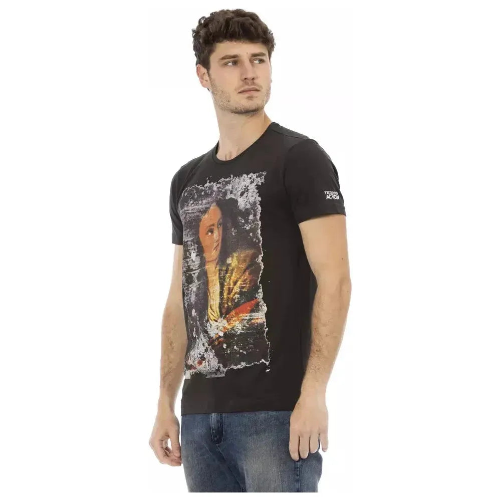 Trussardi Action Black Cotton Men T-Shirt Trussardi Action