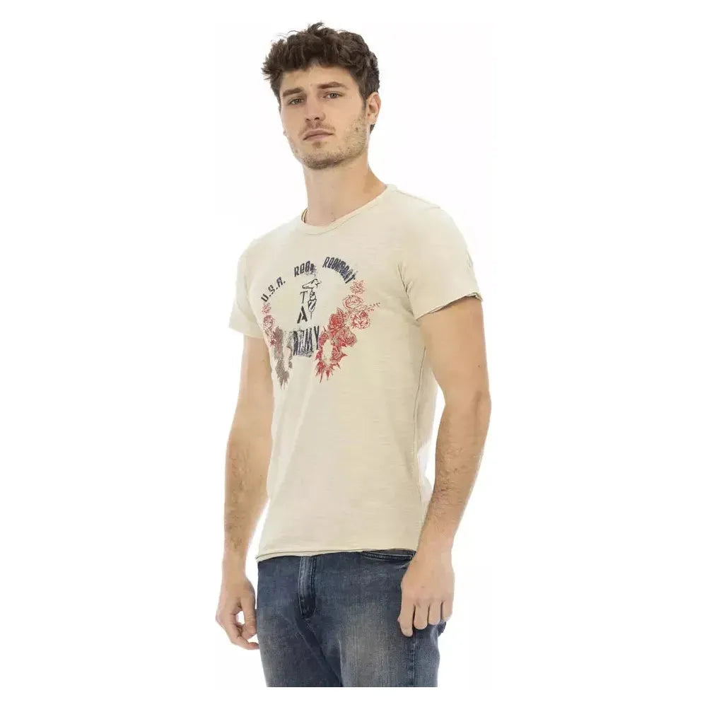 Trussardi Action Beige Cotton Men T-Shirt Trussardi Action