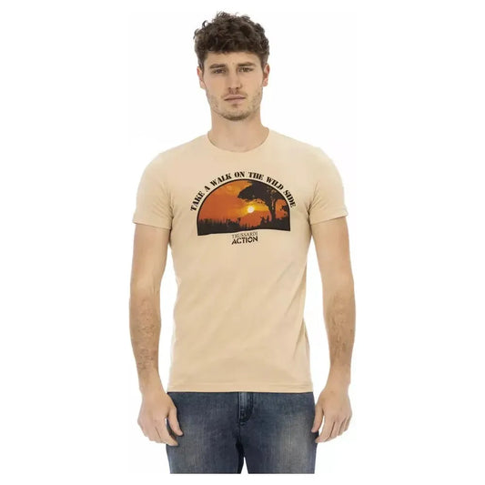 Trussardi Action Beige Cotton Men T-Shirt Trussardi Action