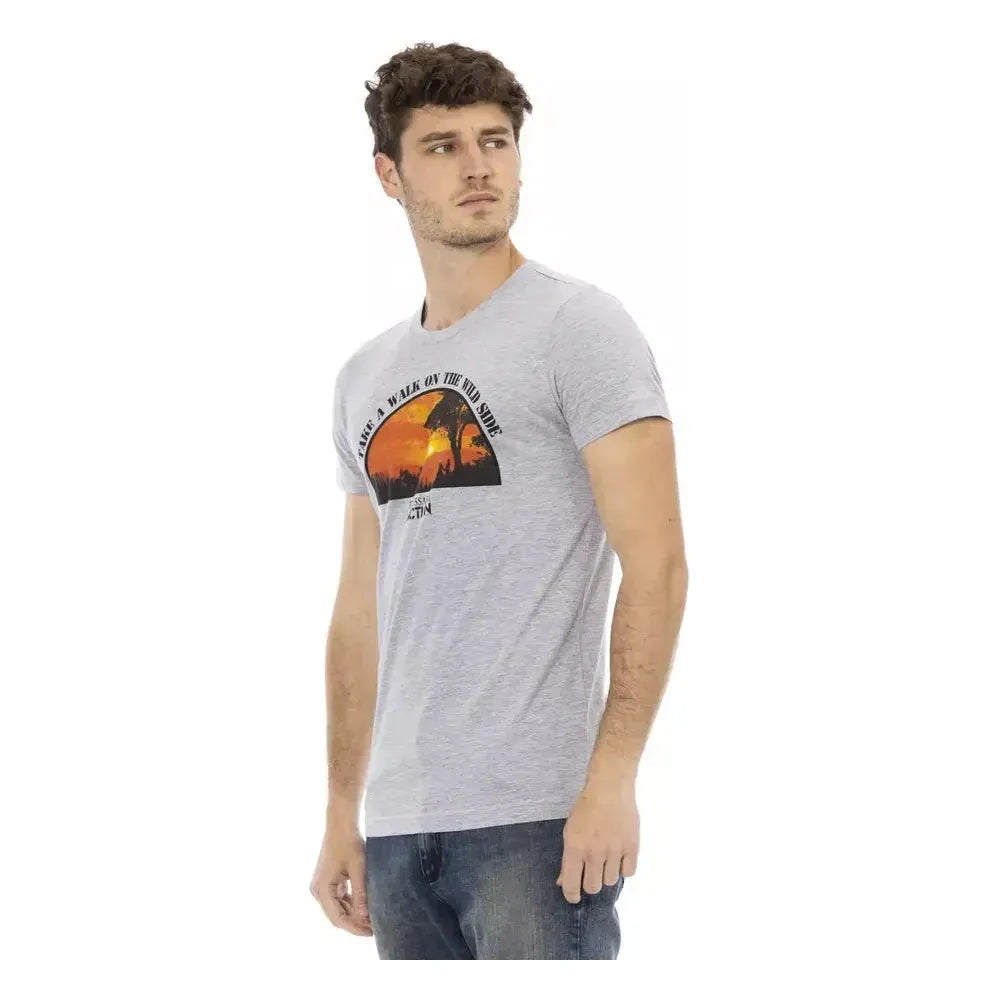 Trussardi Action Gray Cotton Men T-Shirt Trussardi Action