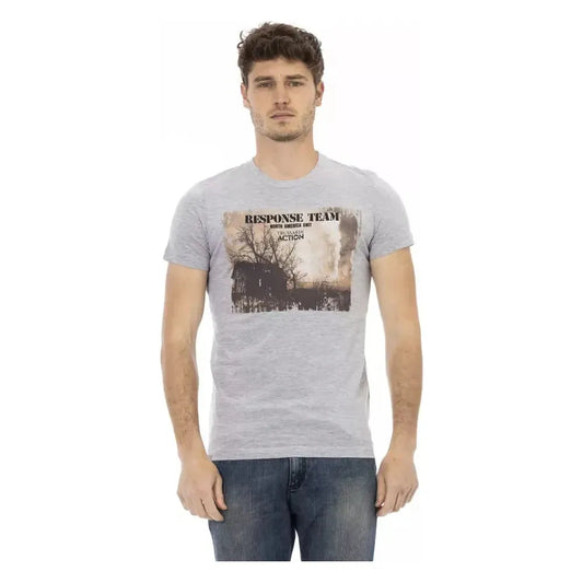 Trussardi Action Gray Cotton Mens TShirt Trussardi Action