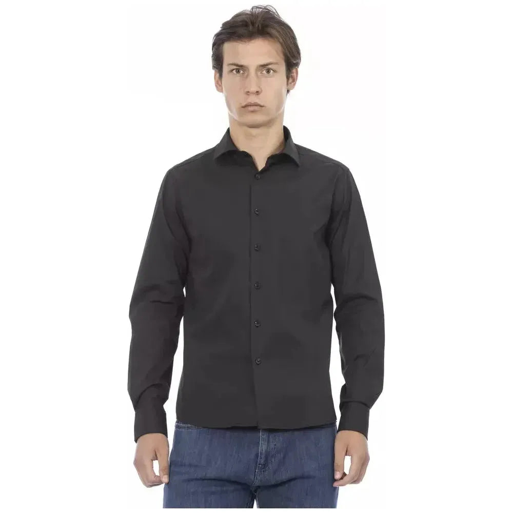 Baldinini Trend Gray Cotton Men Shirt Baldinini Trend