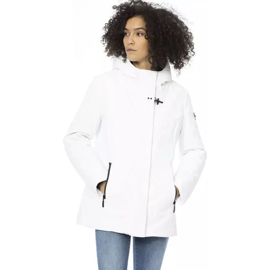 Baldinini Trend Sleek White Down Jacket with Adjustable Hood Baldinini Trend