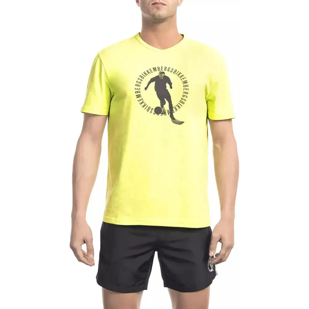 Bikkembergs Yellow Cotton Men T-Shirt Bikkembergs