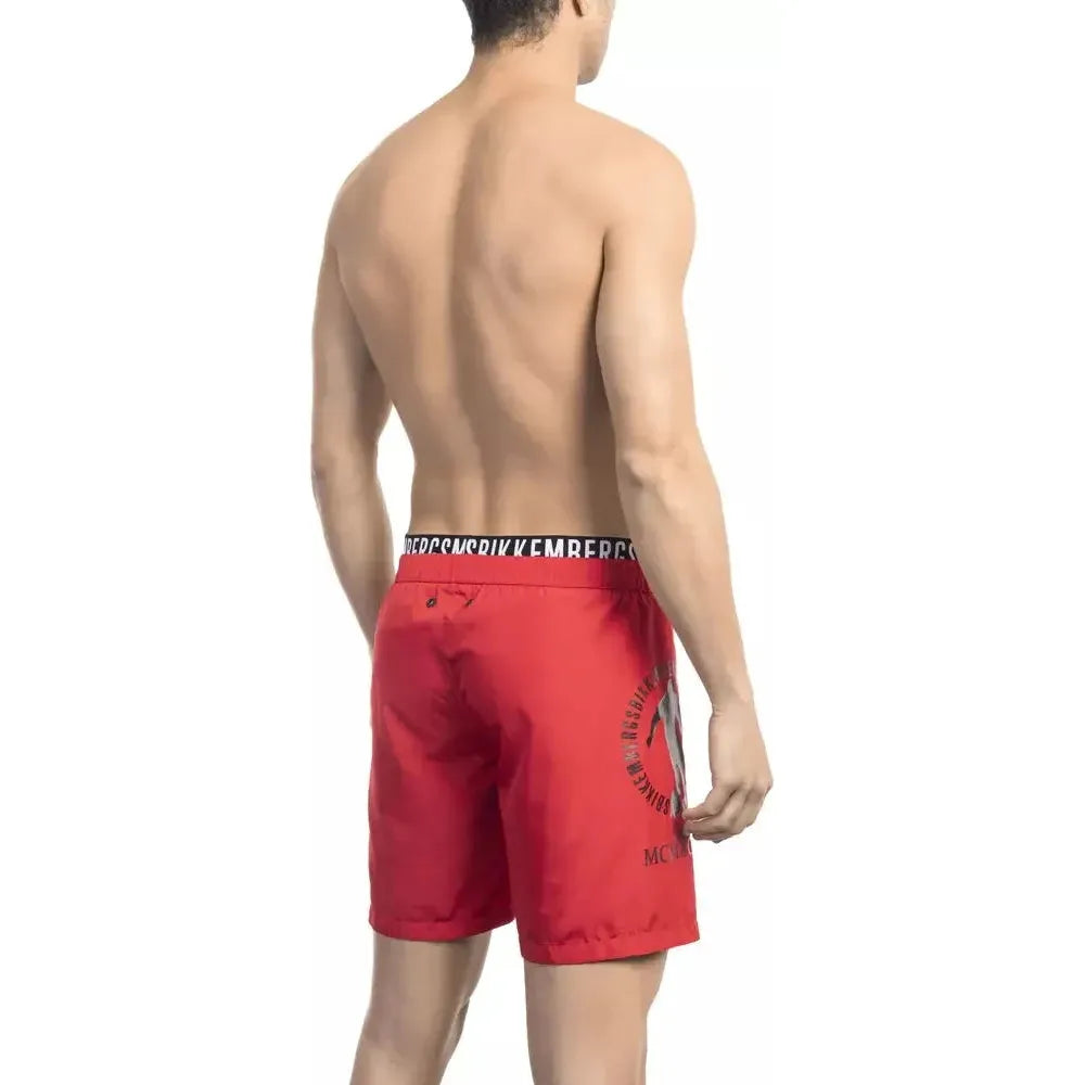 Bikkembergs Red Polyester Men Swim Short Bikkembergs