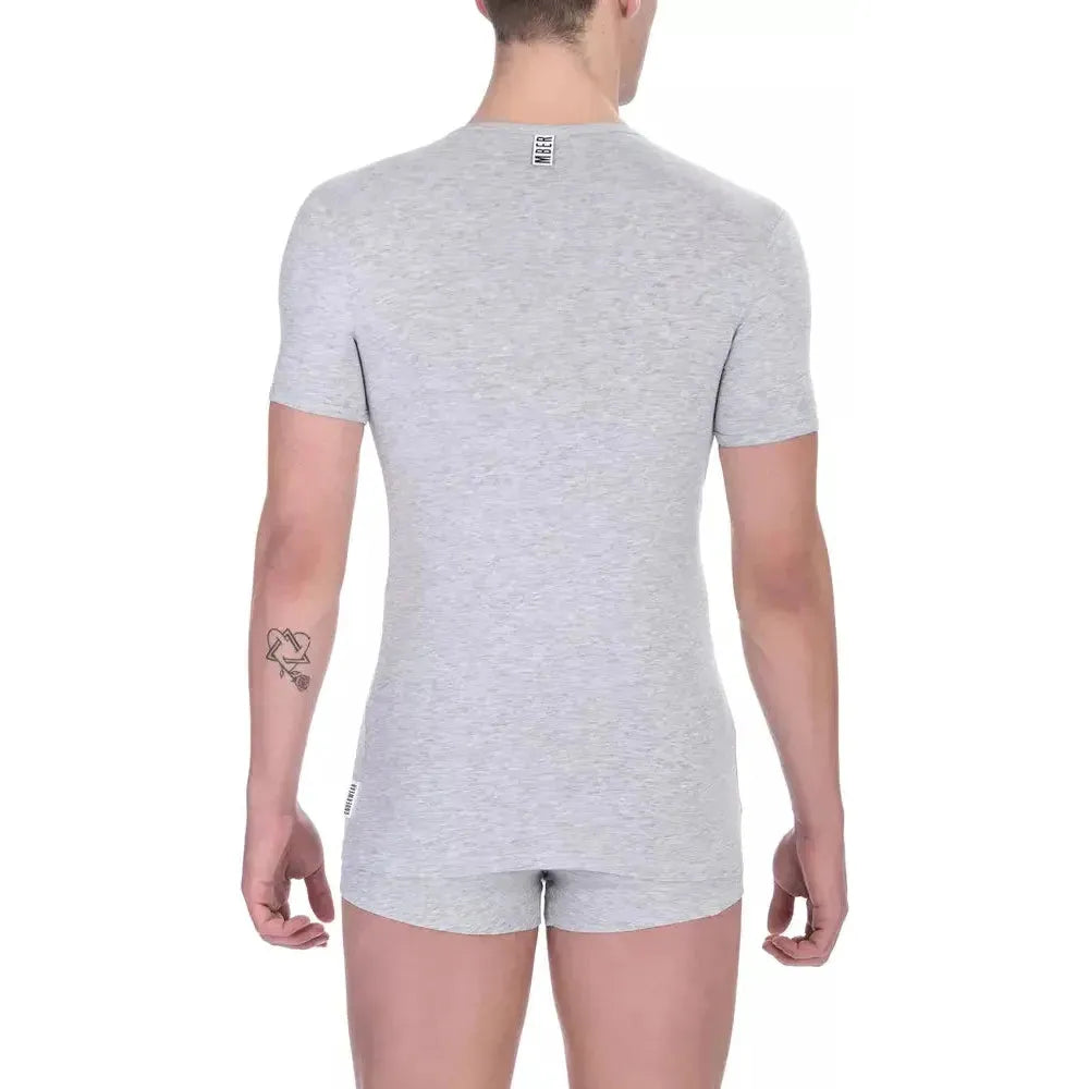 Bikkembergs Gray Cotton Men TShirt Bikkembergs