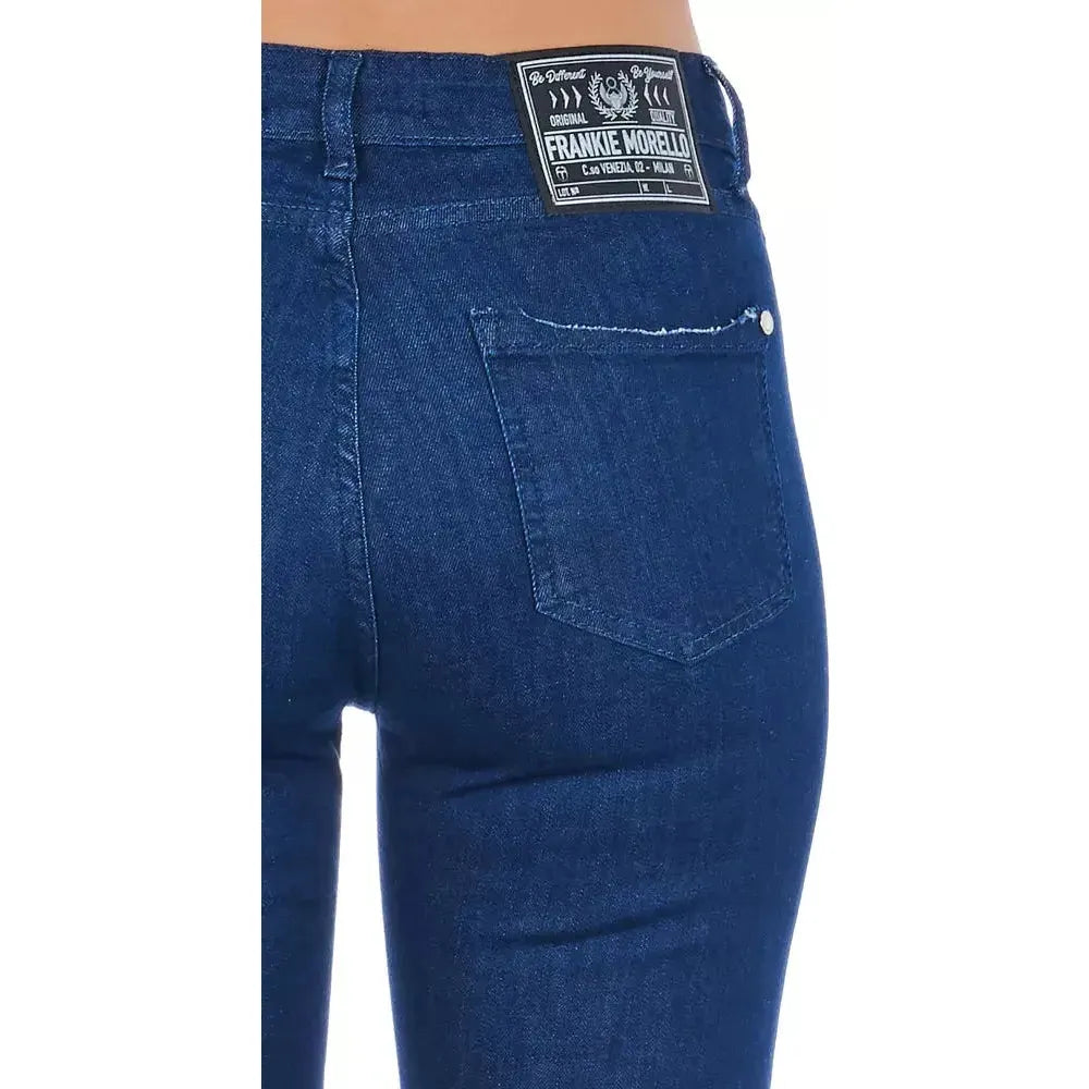 Frankie Morello Blue Cotton Women Skinny Jean Frankie Morello