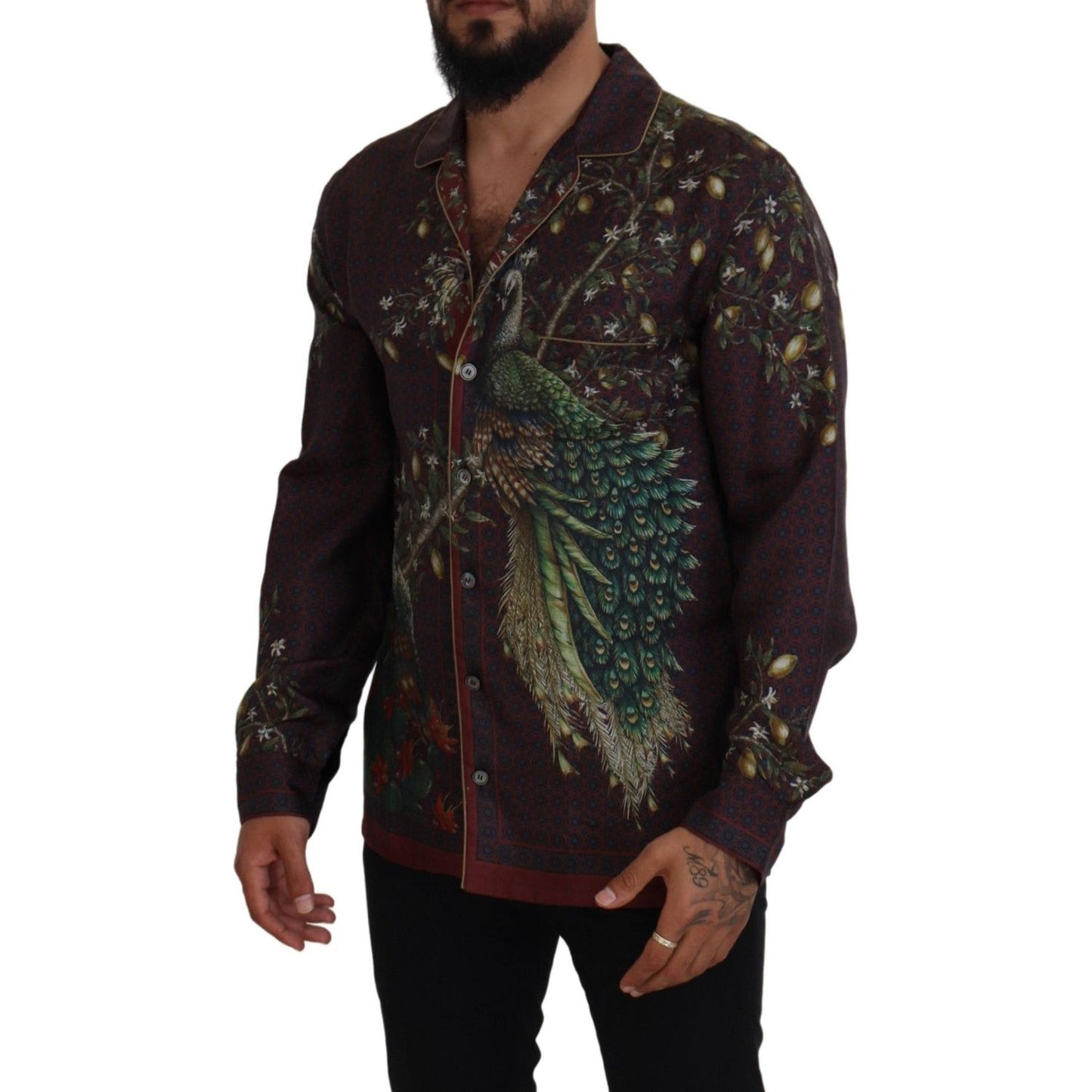 Dolce & Gabbana Elegant Silk Satin Men's Pajama Style Shirt Dolce & Gabbana