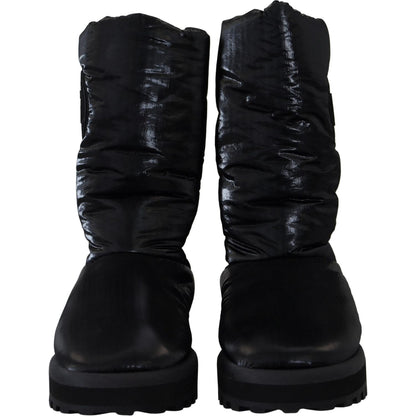 Dolce & Gabbana Elegant Mid-Calf Boots in Black Polyester Dolce & Gabbana