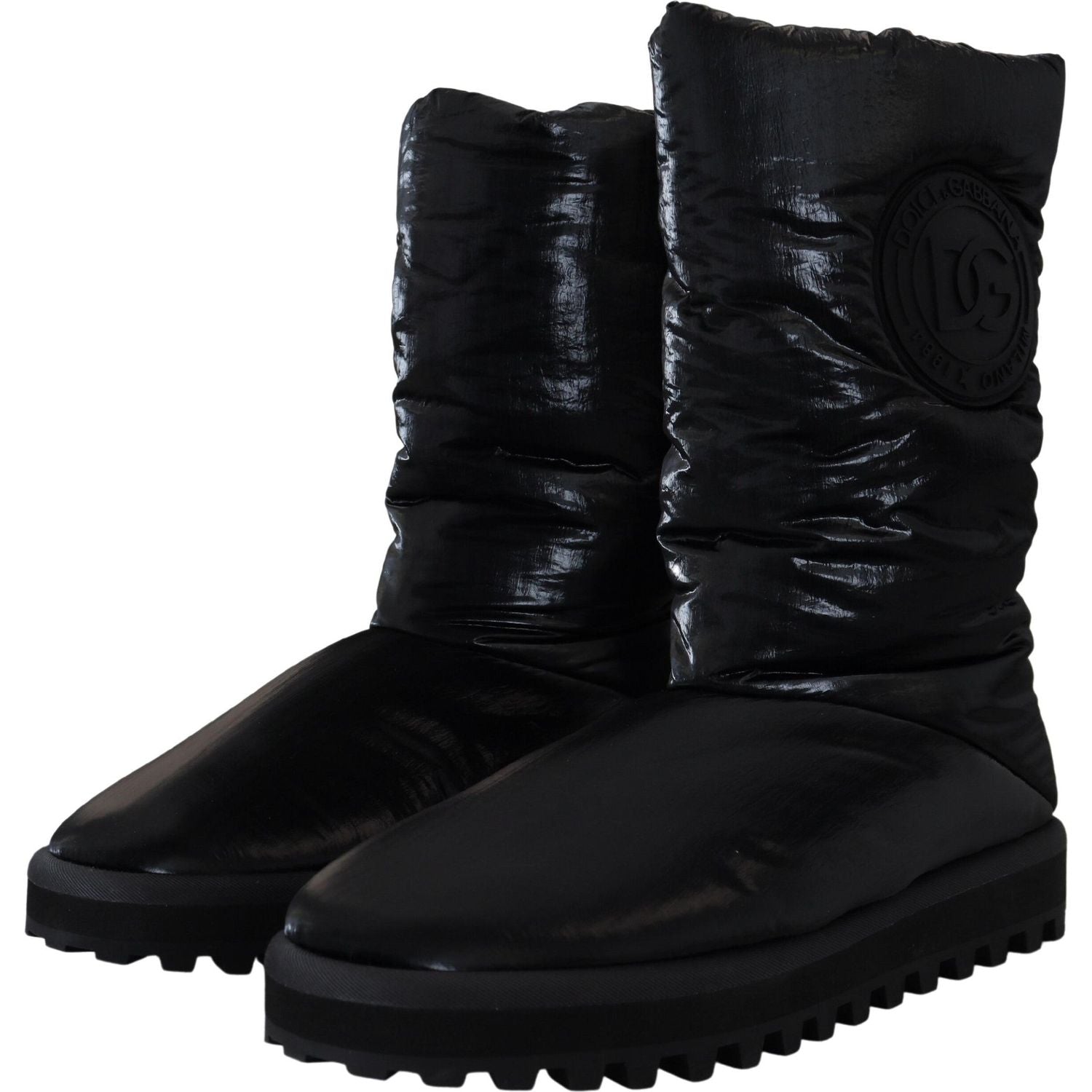 Dolce & Gabbana Elegant Mid-Calf Boots in Black Polyester