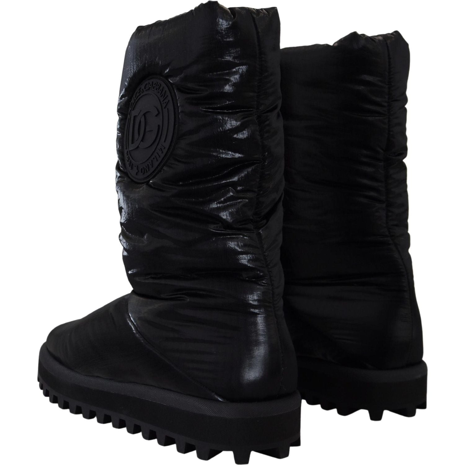 Dolce & Gabbana Elegant Mid-Calf Boots in Black Polyester