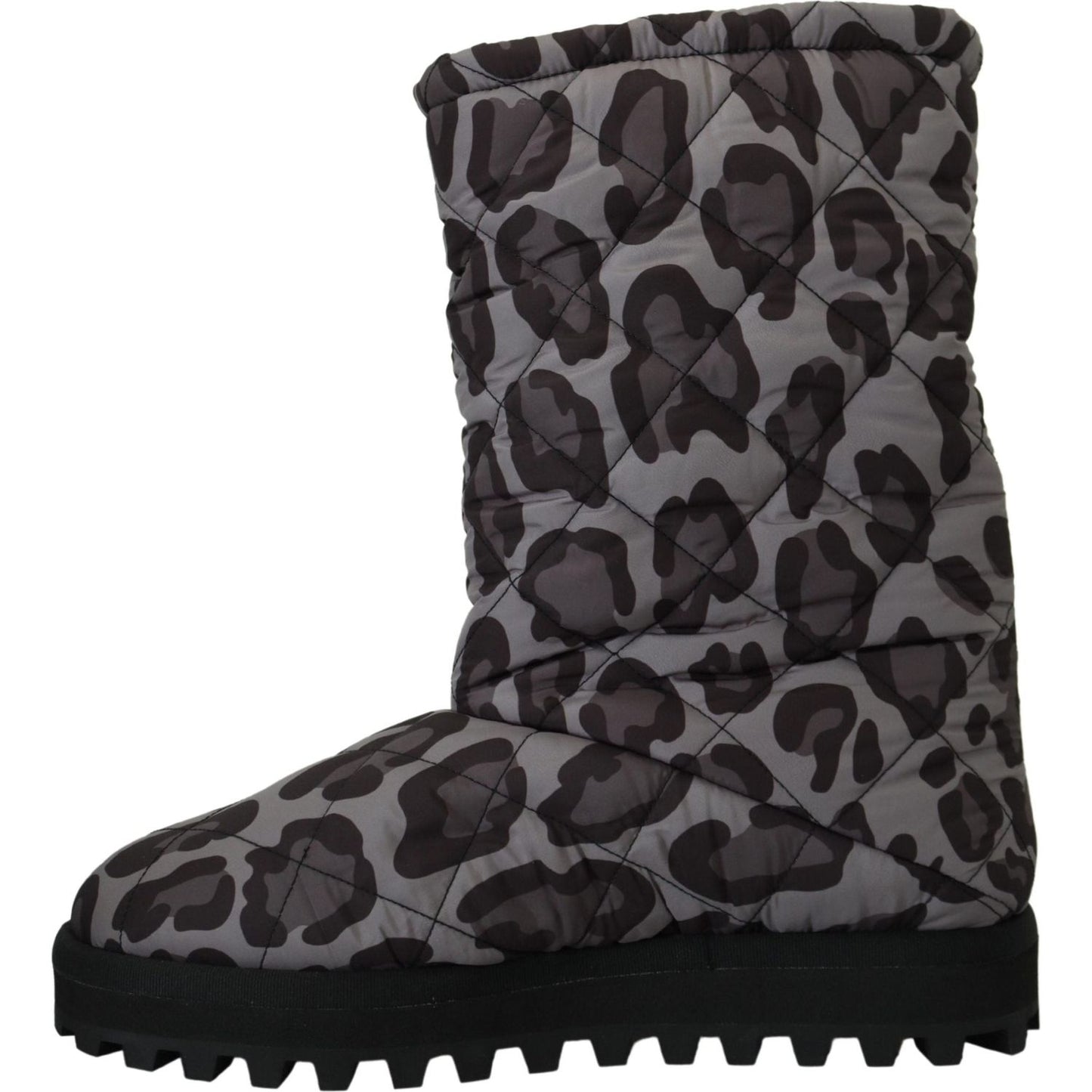 Dolce & Gabbana Elegant Gray Leopard Mid Calf Boots Dolce & Gabbana