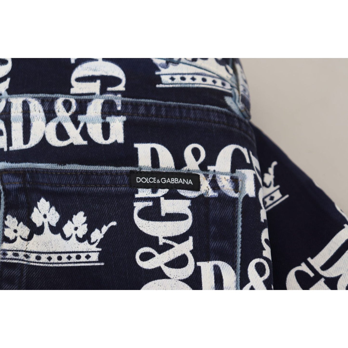 Dolce & Gabbana Elegant Crown Print Denim Pants Dolce & Gabbana