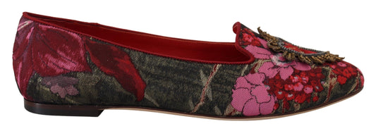 Dolce & Gabbana Multicolor Leather and Fabric Flats with Sacred Heart Patch Dolce & Gabbana