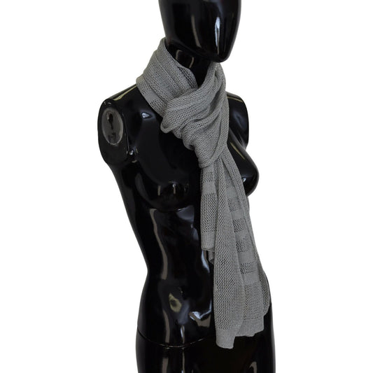 John Galliano Elegant Gray Knitted Designer Scarf John Galliano