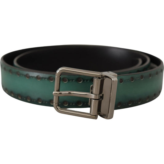 Dolce & Gabbana Elegant Leather Belt with Silver Tone Buckle Dolce & Gabbana