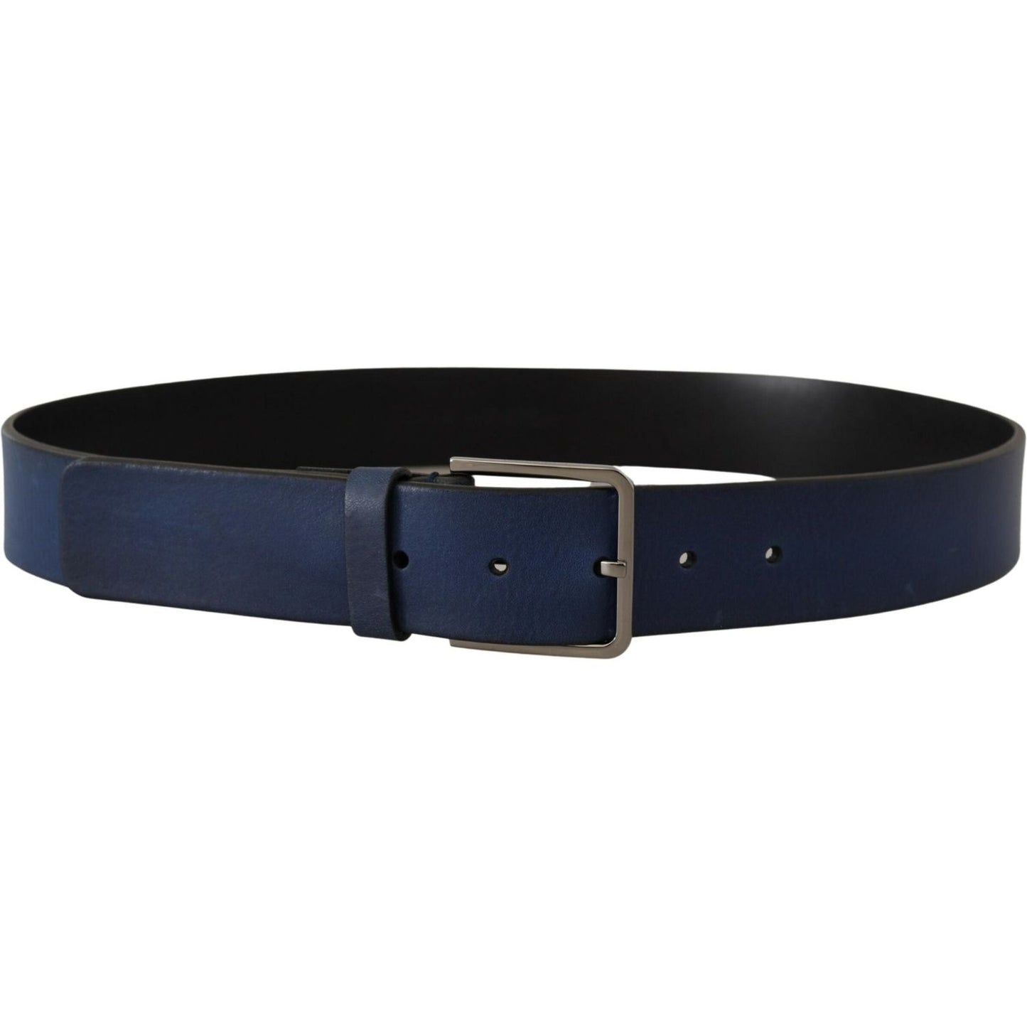 Dolce & Gabbana Elegant Blue Leather Belt with Silver Buckle Dolce & Gabbana