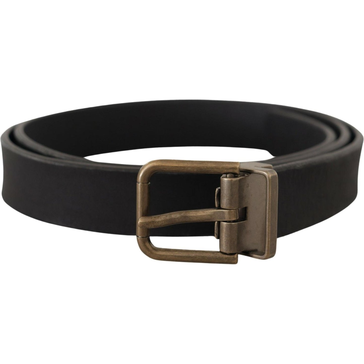 Dolce & Gabbana Elegant Black Leather Belt with Vintage Metal Buckle Dolce & Gabbana