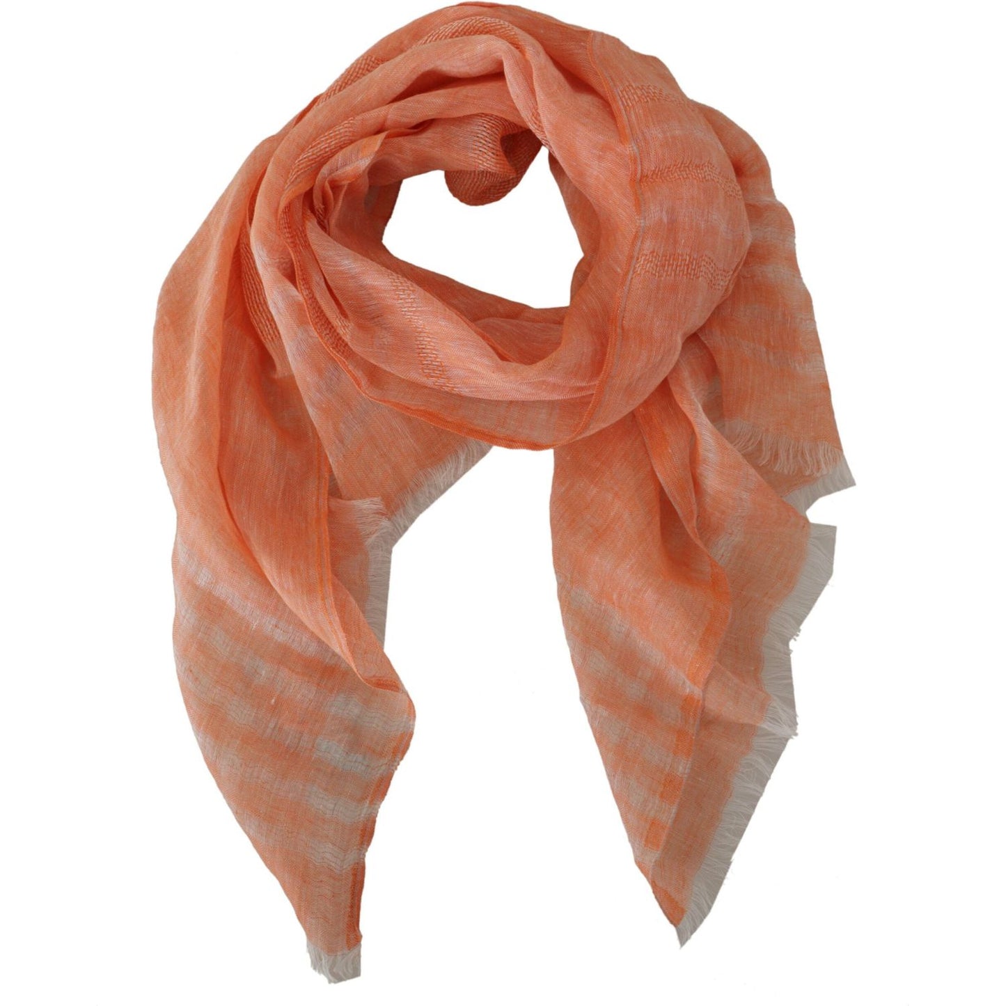 Malo Elegant Orange Linen Shawl Wrap Scarf Malo