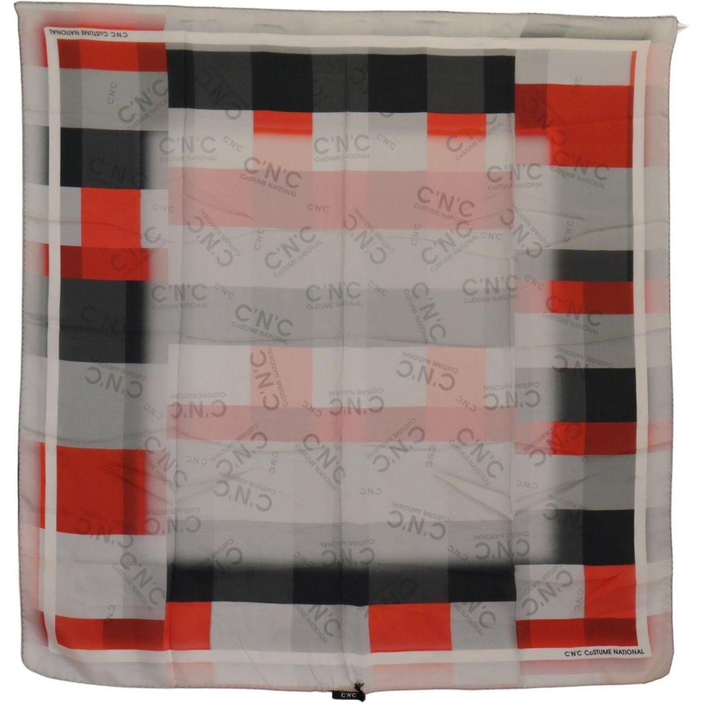 Costume National Elegant Silk Scarf in Gray Red Checkered Costume National