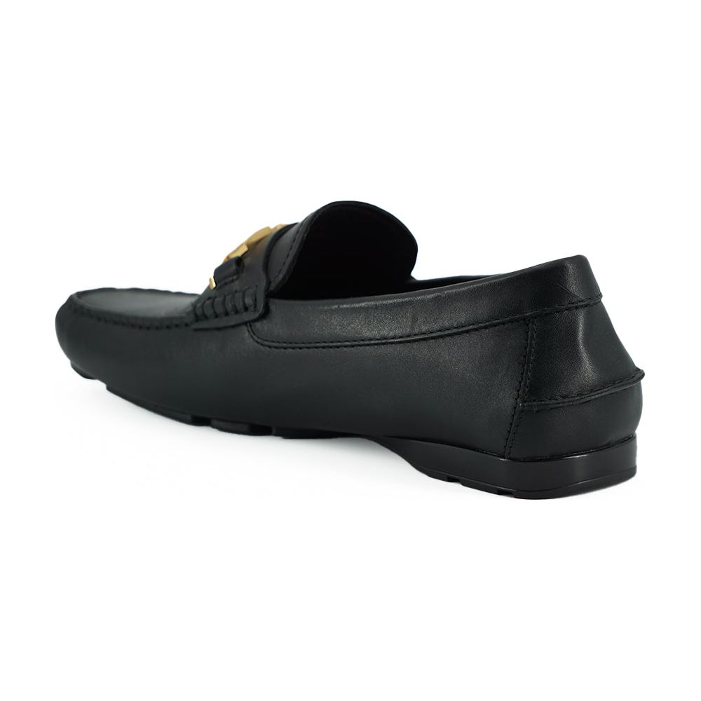 Versace Elegant Black Calf Leather Men's Loafers Versace