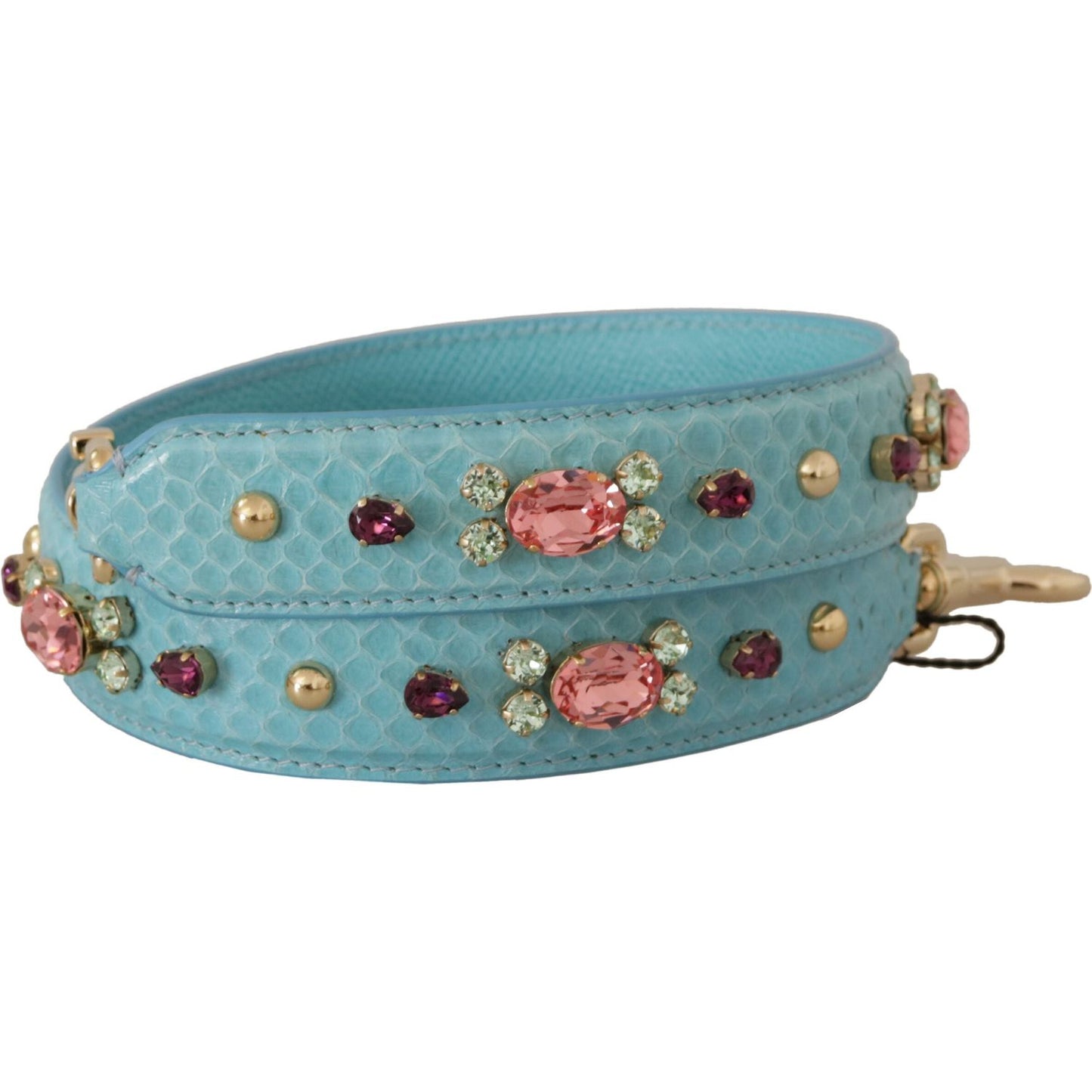 Dolce & Gabbana Elegant Blue Leather Bag Strap with Gold Accents Dolce & Gabbana