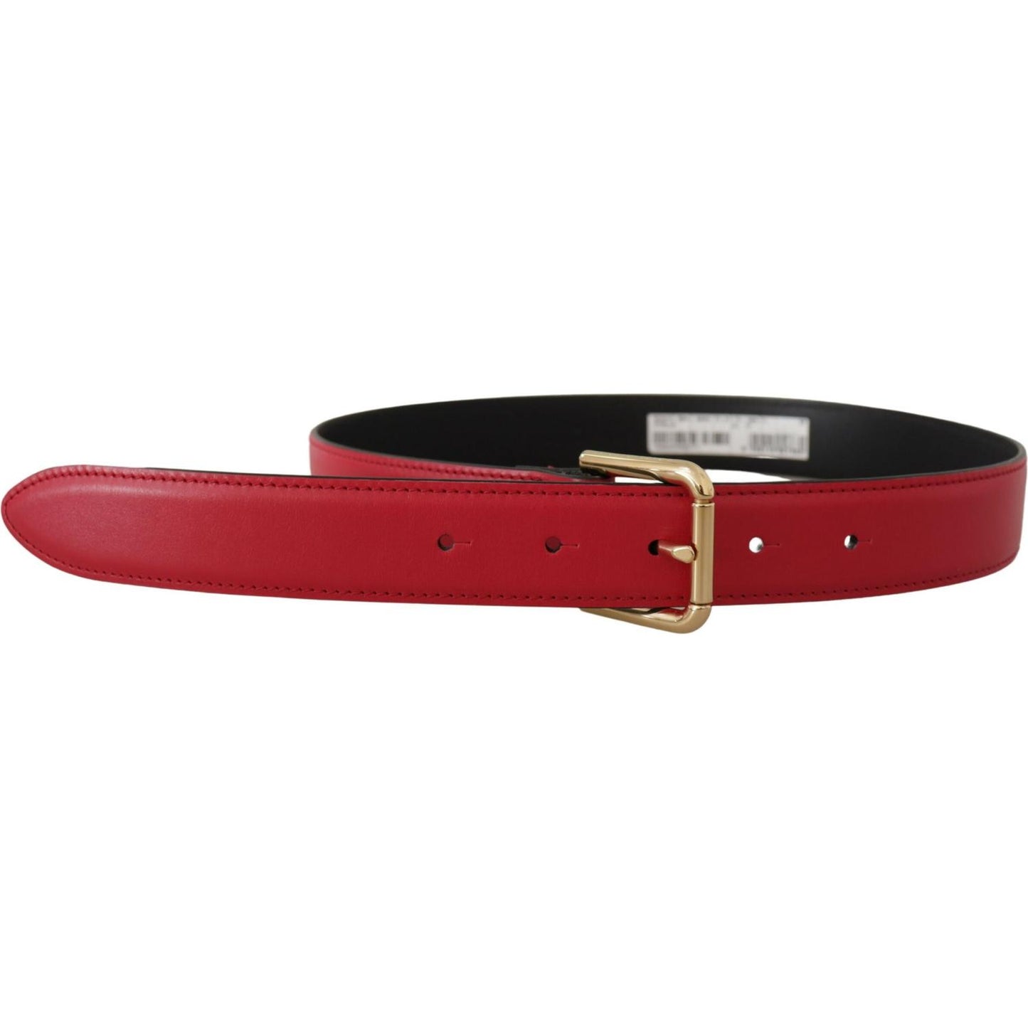 Dolce & Gabbana Elegant Red Leather Belt with Gold-Tone Buckle Dolce & Gabbana